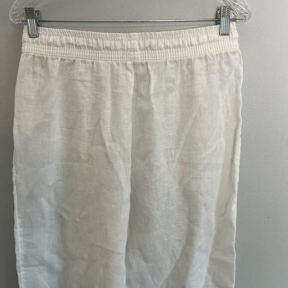Sigrid Olsen Womens Linen Pull On Pants White Sz M Wide Leg Boho Vacation Beach - Picture 9 of 12